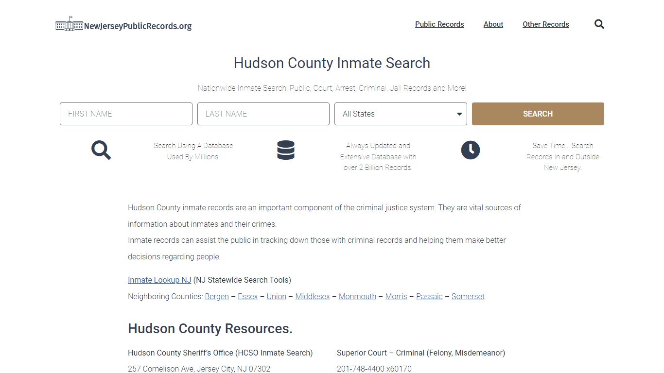 Hudson County Inmate Search - HCSO Current & Past Jail Records
